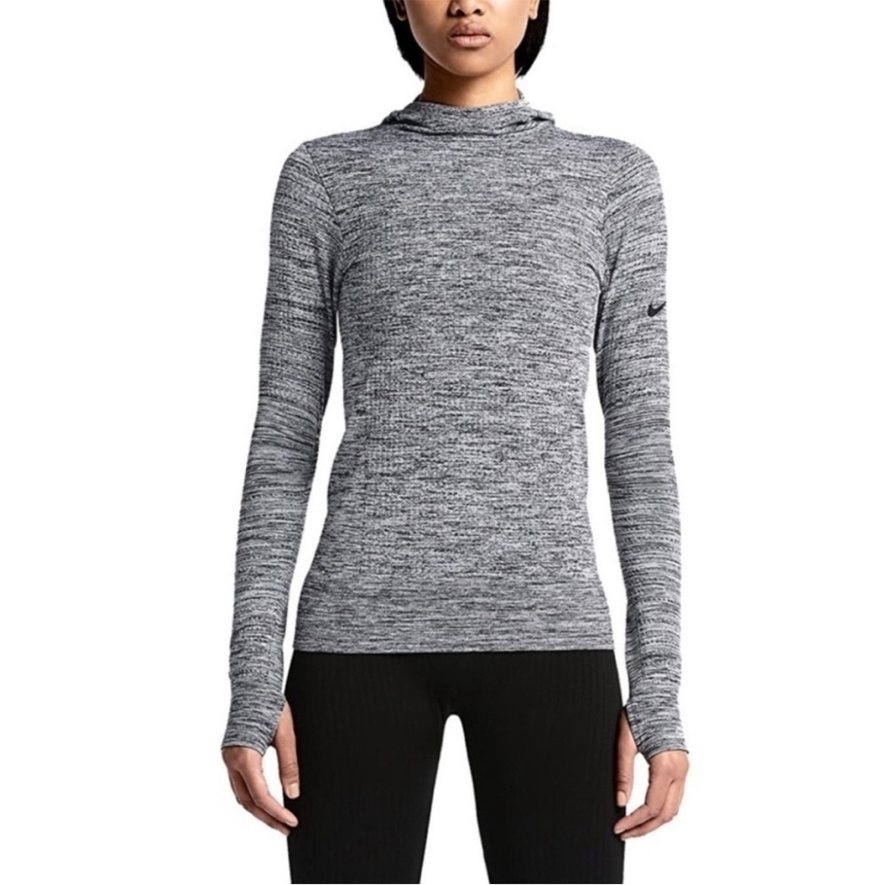 Nike Pro Womens Gray Hyperwarm Limitless Long Sleeve Hoodie L Hooded